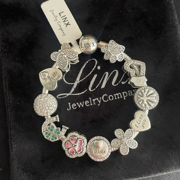 Linx | Jewelry | Linx Snake Chain Bracelet With Mom Wife And  Linx Snake Chain Bracelet with Mom Themed Charms 925 sterling silver main image 0